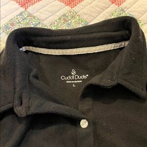 Cuddl Duds Black Fleece Button-Front Shirt- pants set.